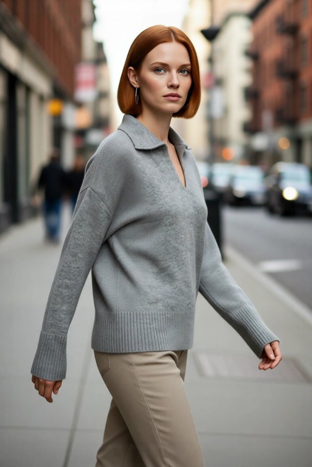 Women's Oversized Polo Neck Low-Sleeve Knitwear Sweater Will Add Modern Comfort to Your Winter Outfits Stylish