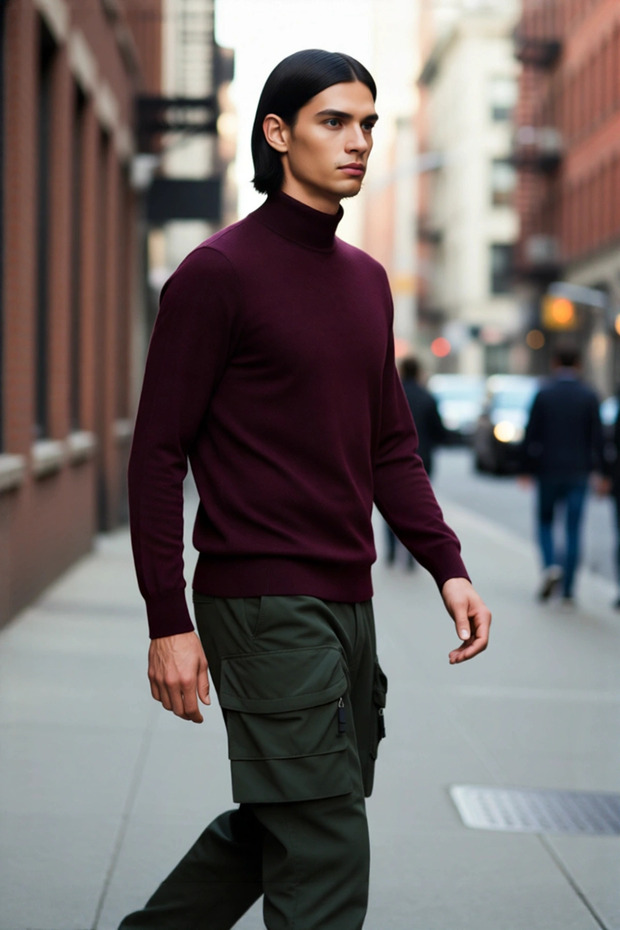 Men's Fitted Fit Half Turtleneck Knitwear Sweater a Modern and Stylish Choice for the Winter Season Quality