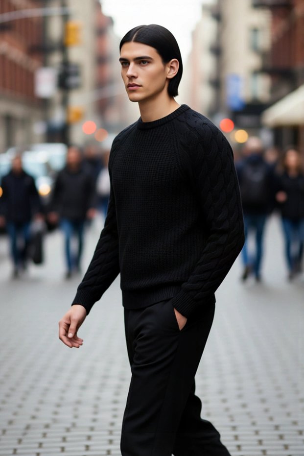 Unisex Casual Regular Fit Crew Neck Hair Knit Patterned Thick Knitwear Sweater Ideal for Winter Outfits