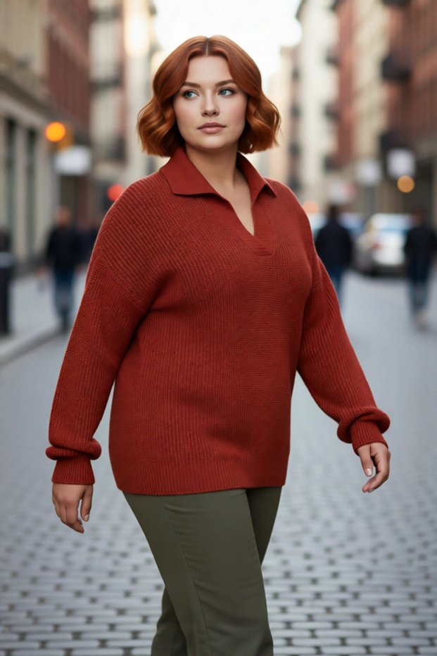 Women's Relaxed Fit Thessaloniki Knit Polo Neck Thick Acrylic Knitwear Sweater Offers Everyday Elegance Quality