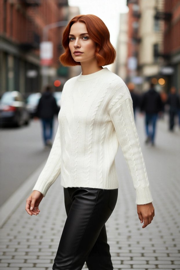 Women's Regular Fit Hair Knit Sweater Offers Comfort and Elegance in Cold Weather.