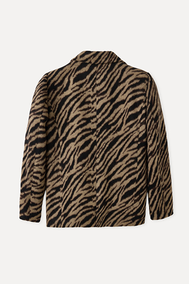 سترة بليزر كبيرة الحجم ذات ملمس مطبوع - 5