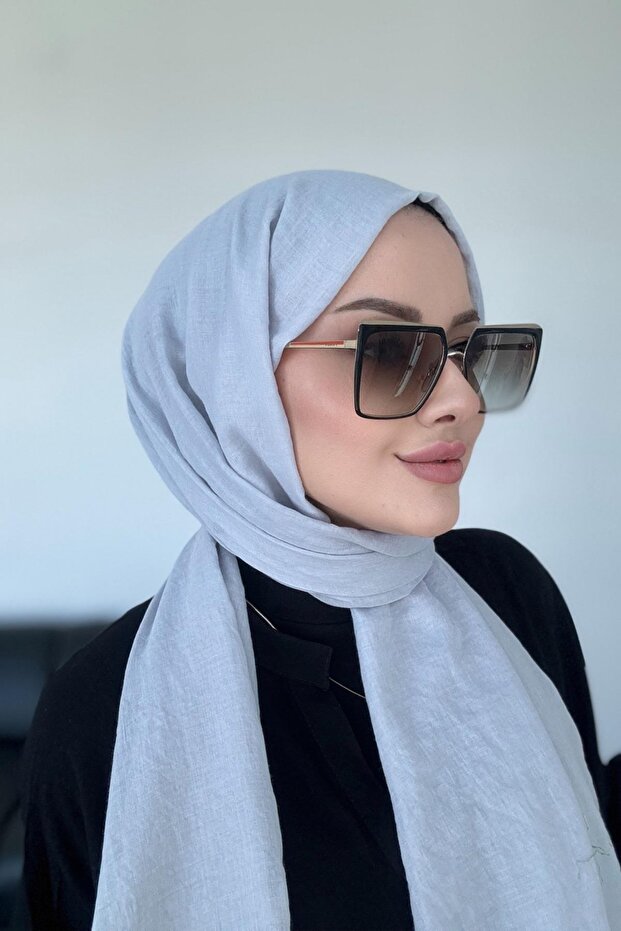 شال قطن طازج رمادي فضي