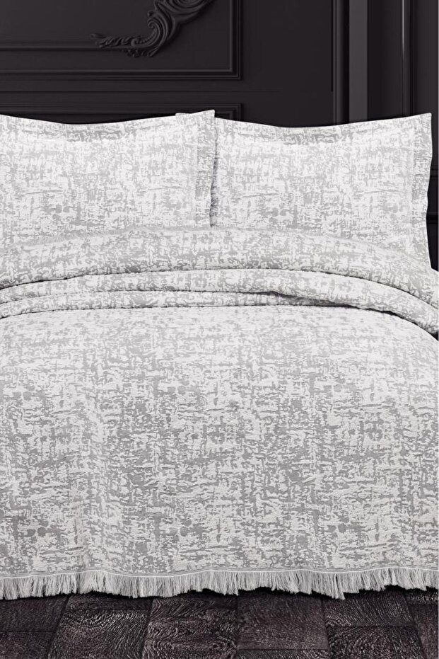 Puffy Cotton Double Blanket Set 220X240 Gray