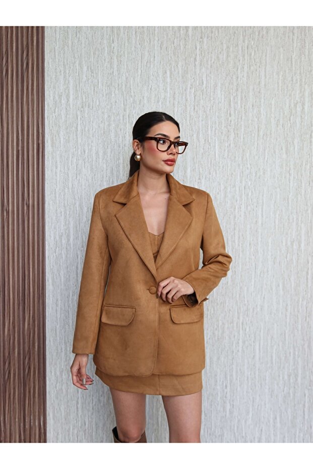 طقم سترة من جلد الغزال - 6