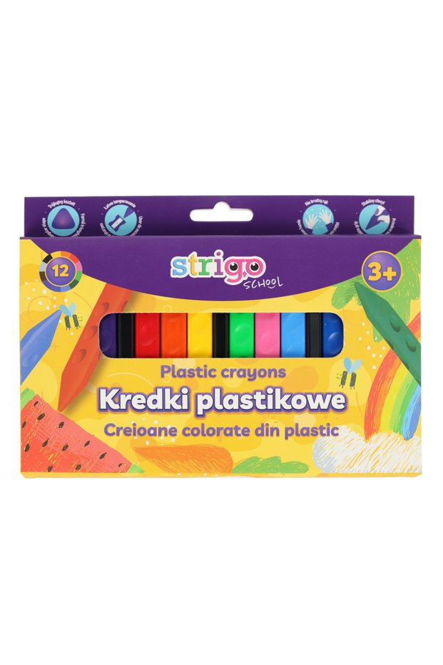 Triangular colored pencils, plastic, 12 colors ssc399