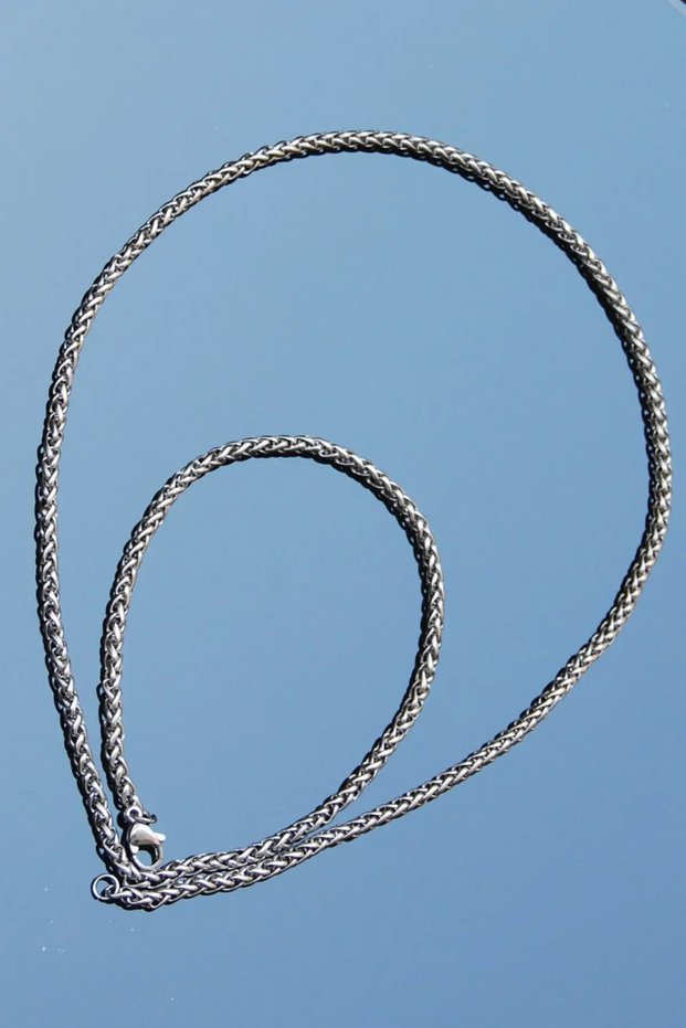 Steel Italian Knitted Necklace 3 mm Silver Color | Non-Tarnishing, Unisex, 2-Year Warranty