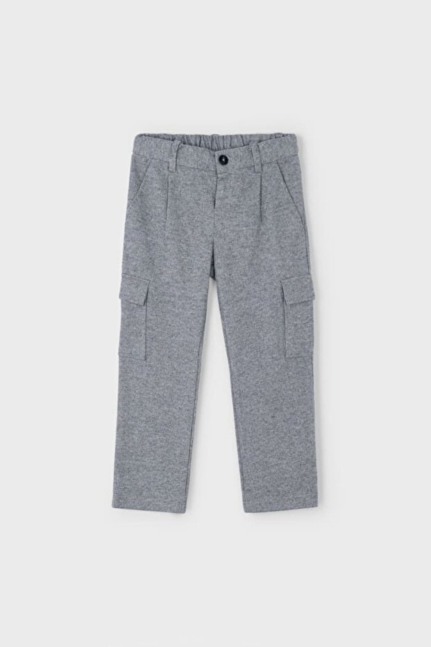Boy's Comfortable Fit Cargo Pocket Pants - Gray Melange