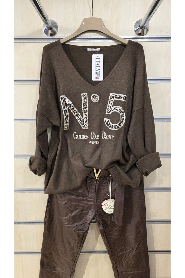 Triko Bluz Simli Baskılı - 1