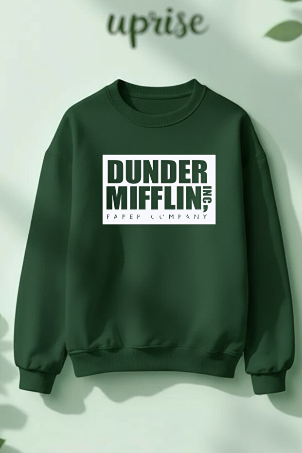 سويت شيرت كبير الحجم من القطن المطبوع بثلاث خيوط من Dunder Mifflin The Office