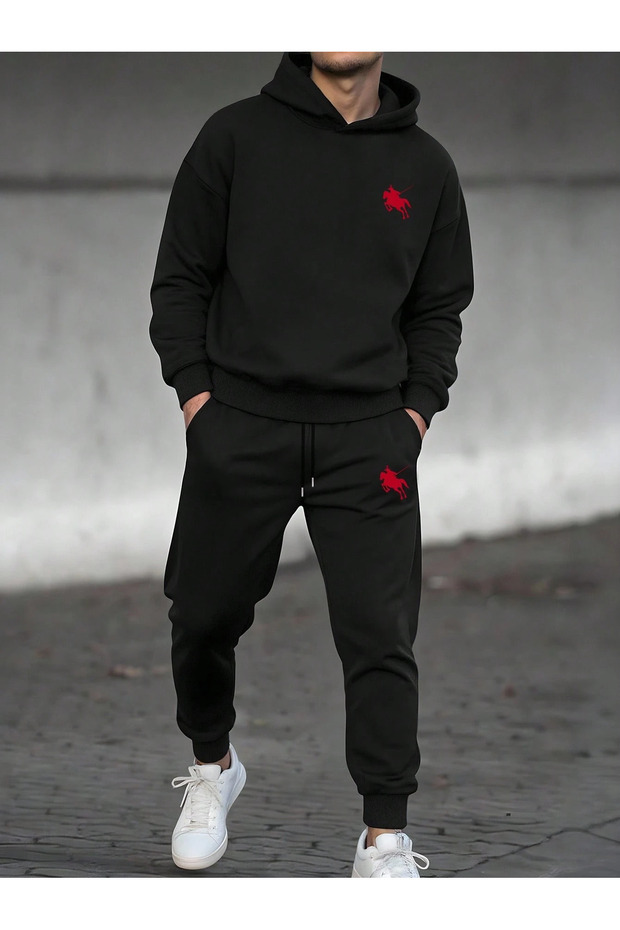 Unisex Women's Men's Jockey Printed Hooded Tracksuit Set