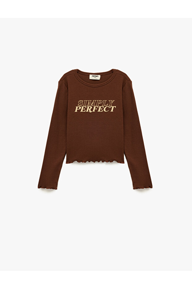 Ribbed Long Sleeve Crew Neck Cotton T-Shirt
