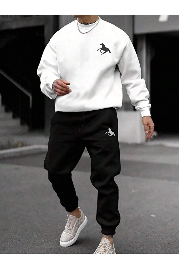 Unisex Women's Men's Jockey Printed Crew Neck Tracksuit Set