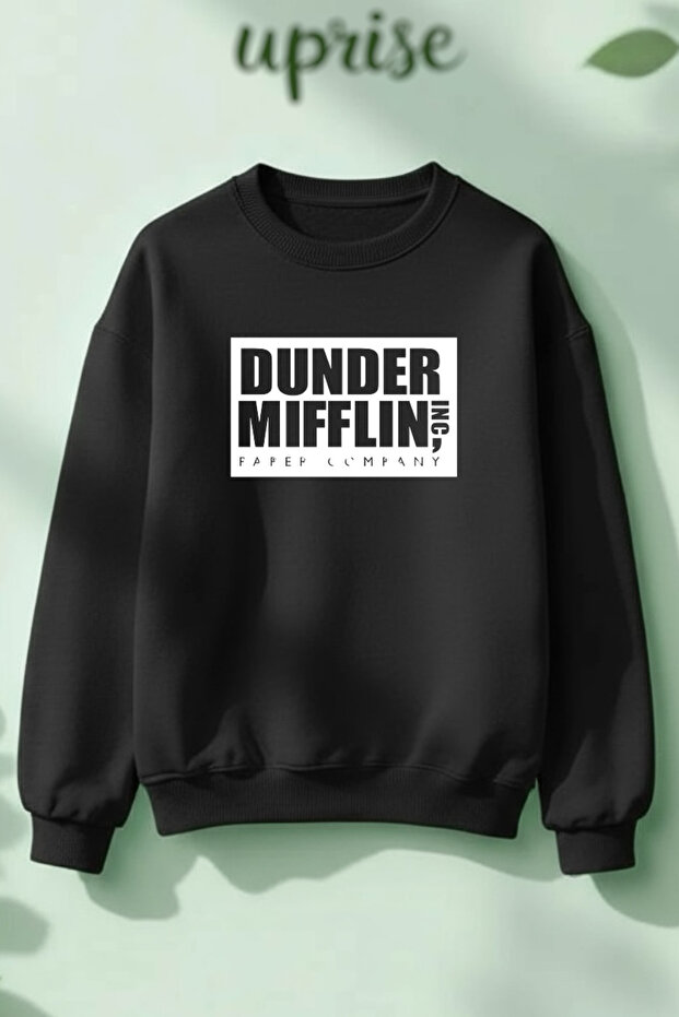 سويت شيرت كبير الحجم من القطن المطبوع بثلاث خيوط من Dunder Mifflin The Office