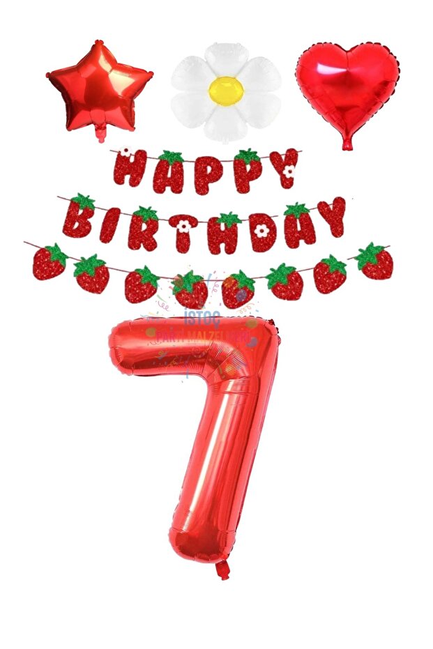 Strawberry Themed 7 Year Birthday Party Set