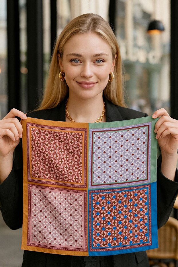 Flr39 Patterned Women's Scarf 50X50 cm