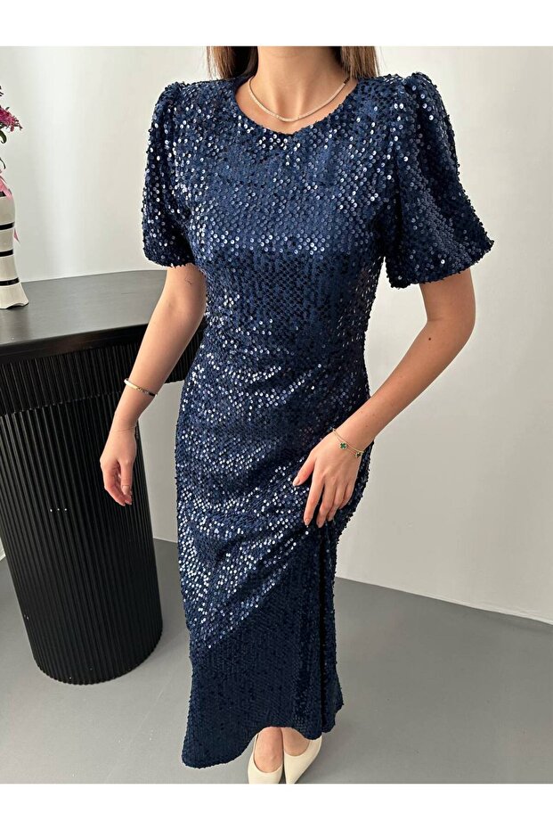 Kadın Midi Boy Pulpayet Elbise - 8