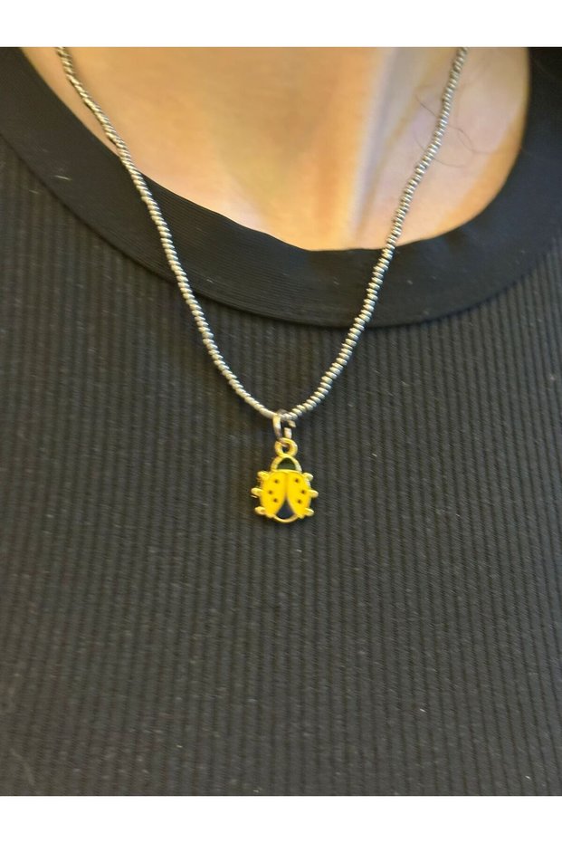 Steel Ladybug Pendant Women's Necklace 22 cm