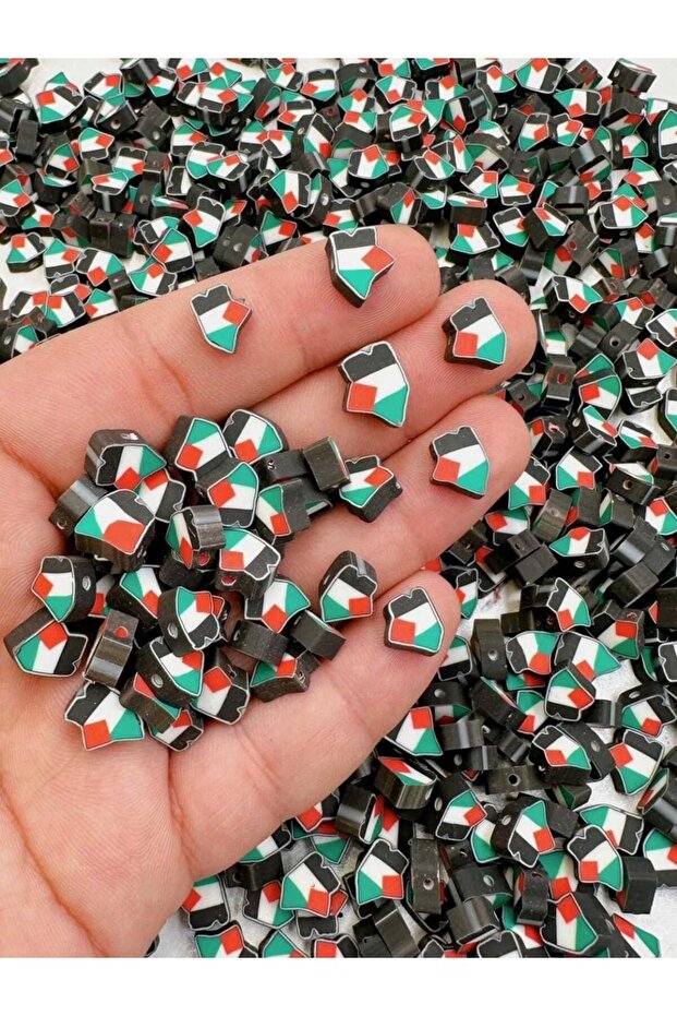 Palestine Flag Themed Fimo Beads 100 Pieces