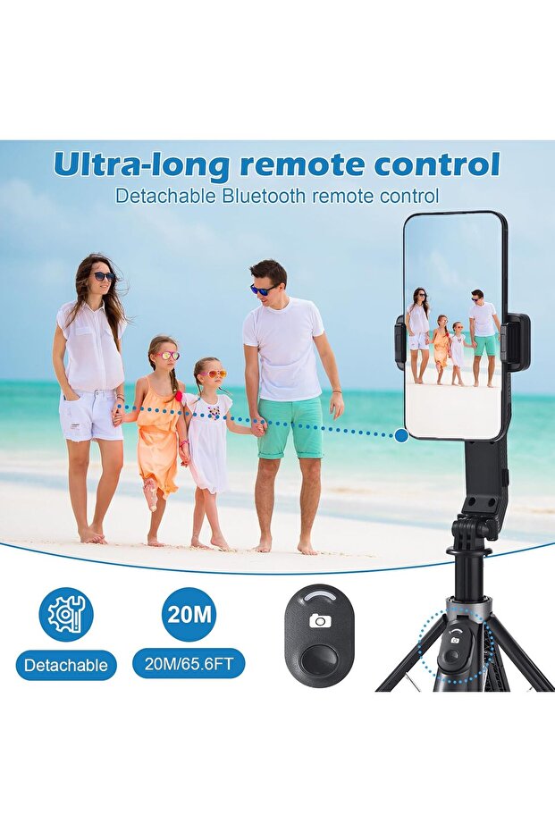 Phone Gimbal Stabilizer 3-in-1 Selfie Stick & Tripod, 360° Auto Rotation, No App Needed - 3