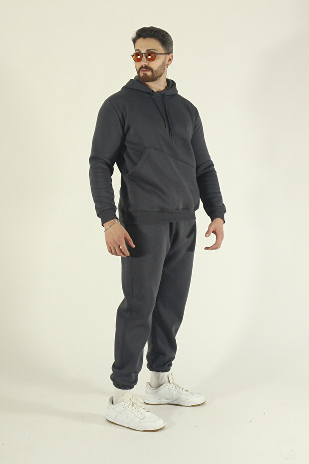 Men's Winter Side Pocket Tracksuit Set Sweatshirt Jogger - Regular Soft Hoodie