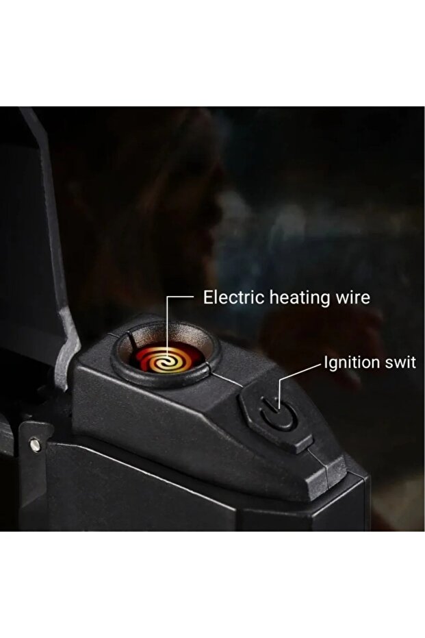 Gazsız Rezistanslı Elektrikli Usb Şarjlı Çakmak Mini Cob El Fenerli 2 In 1 Mini Projektörlü - 3