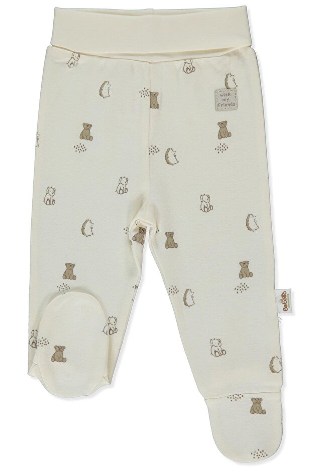 Organic Interlock Pants with Socks (Organic Fun Moment) Ecru
