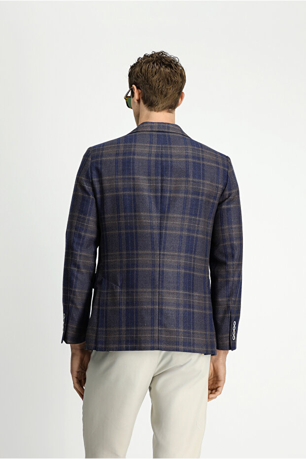 سترة صوفية منقوشة بقصة قياسية من 6 دروب - 4