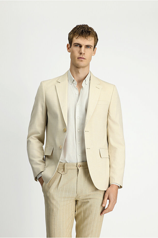 Slim Fit Düz Ceket - 1