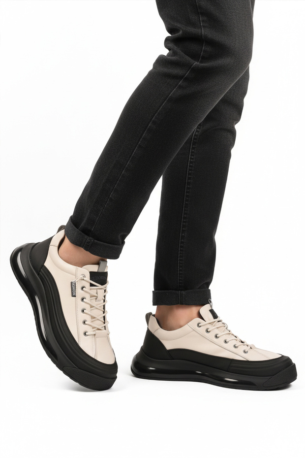 White Genuine Leather Men's Casual Shoes 24K500-1 m