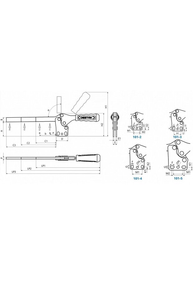 101-5-p3 horizontal laminate horizontal fastener with horizontal base 23693 - 2