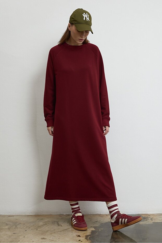 Nora Sweatshirt Elbise Bordo - 6