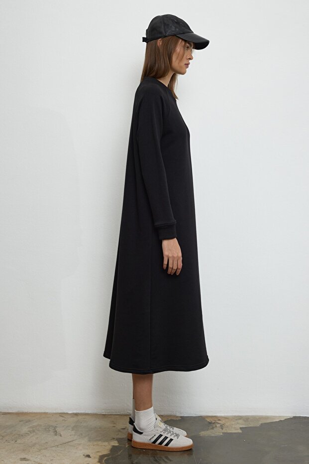 Nora Sweatshirt Elbise Siyah - 5