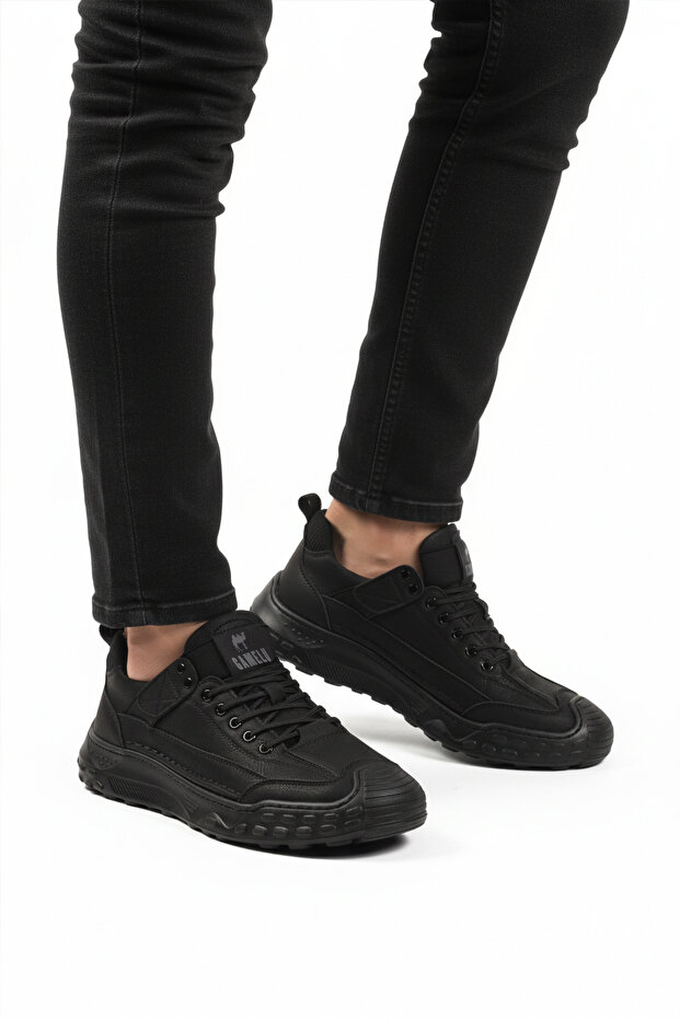 Black Genuine Leather Men's Casual Walking Shoes Season m