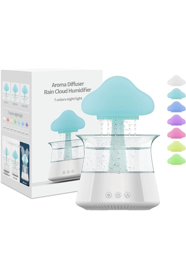 Rain Cloud Humidifier Water Drip - Mushroom Aroma Diffuser (White)