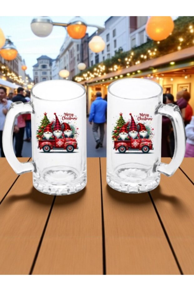 New Year's Special Printed Transparent Beer Glass Christmas Xmas