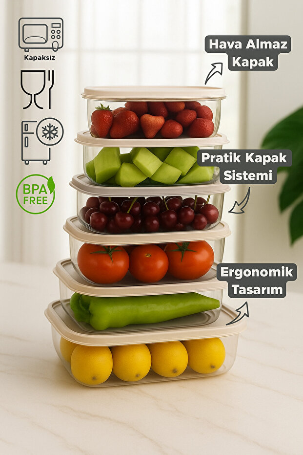 6-Piece Rectangular Clear Storage Container Set - Multi-Purpose Ergonomic Storage Container Set - 2