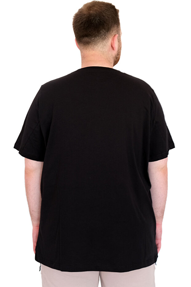 Ανδρικό μπλουζάκι με λαιμόκοψη Mode XL Plus Size REBEL U25039 Μαύρο - 4