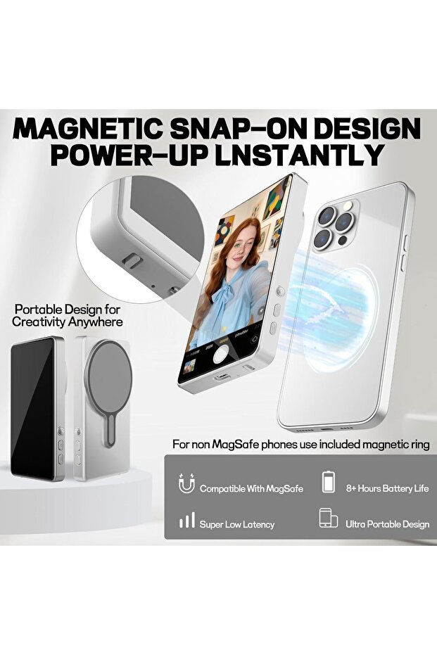 Selfie Monitor Screen for iPhone & Android — Magnetic Vlog Monitor 4K 60fps with Bluetooth Remote - 4