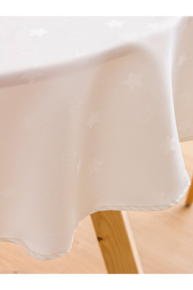 YENİ YILA HAZIRLIK Sarı Yıldız Desenli Masa Örtüsü 150x150 Cm - 2