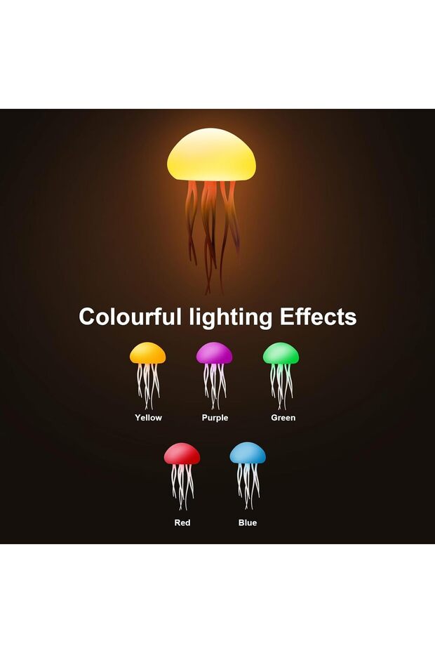 Voice-Controlled Jellyfish Lamp - RGB Gradient Touch Sensor, Rechargeable (Hanging Option + - 5