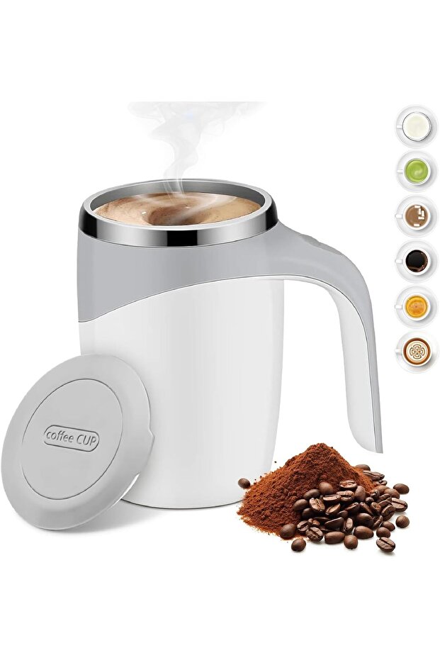 Self-Stirring Coffee Mug, Automatic Magnetic Electric Stainless Steel, 380 ml