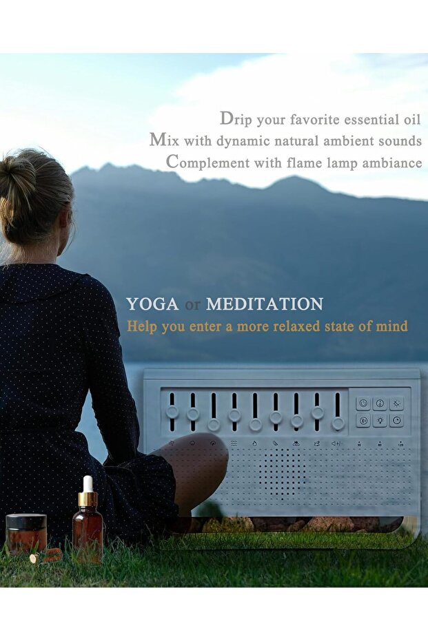 Sound Machine - White Noise, Essential Oil Aromatherapy, Flame Diffuser, Night Light, Timer - 4