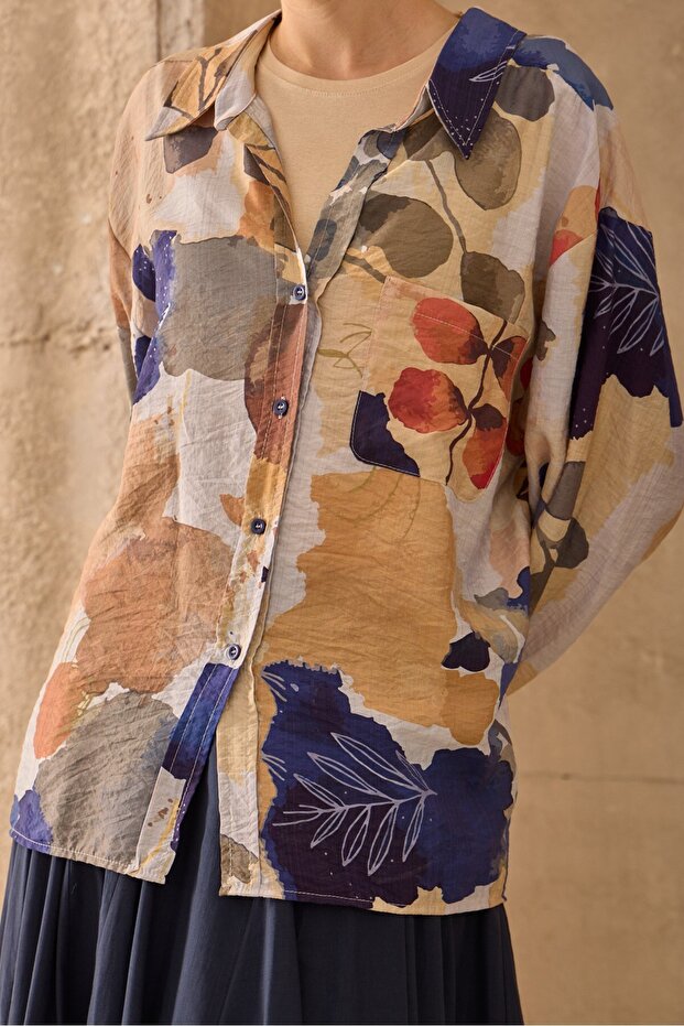 Desenli Gömlek Mavi - 4