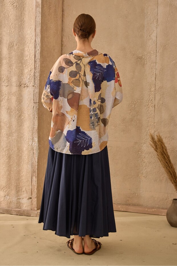 Desenli Gömlek Mavi - 2