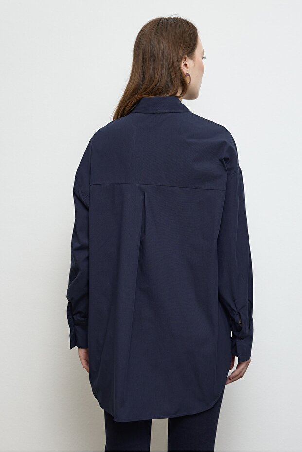 Basıc Pamuk Gömlek Lacivert - 3