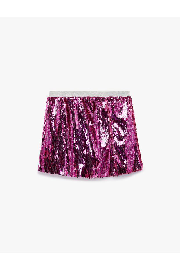 Sequined Skirt with Elastic Waist