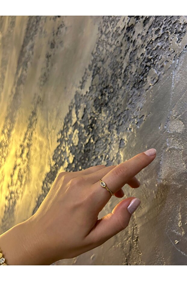 خاتم رفيع مرصع بحجر بيضاوي - 3