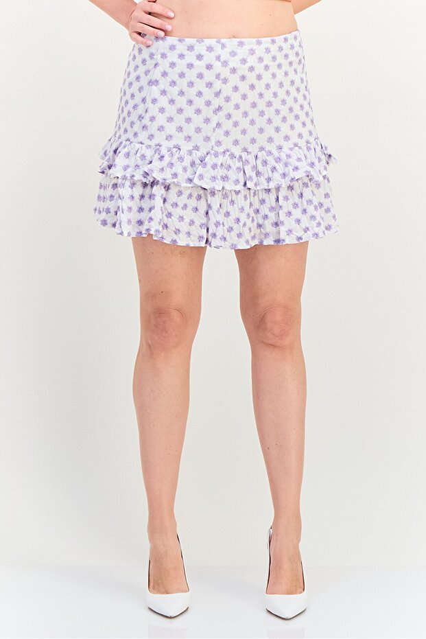 Women Embroidered Mini Skirts, Multicolor