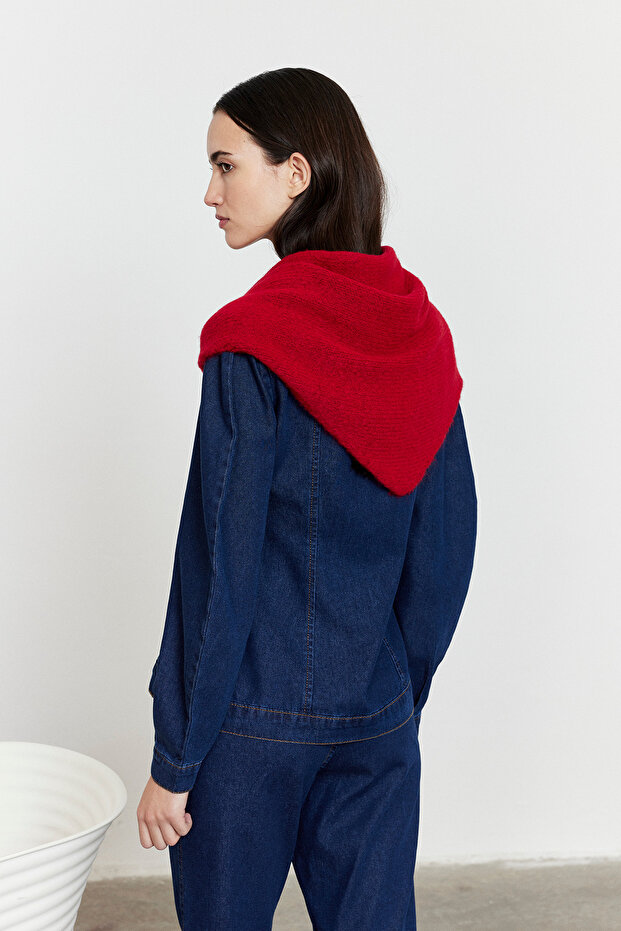 Düz Triko Fular Kırmızı - 3